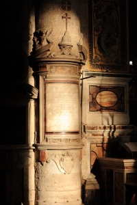 A pillar inside of church of Santa Maria del Popolo that is also one of the settings in Angels & Demons.